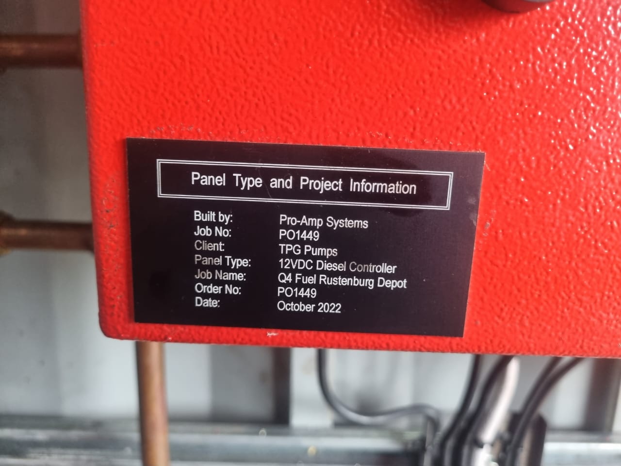 Diesel Controller Nameplate